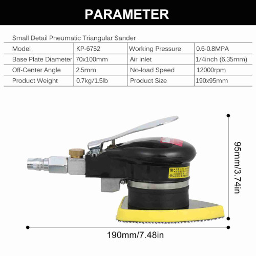 Pneumatic Sander Low Noise Small Detail Pneumatic Sander with Comfortable Rubber Handle 1
