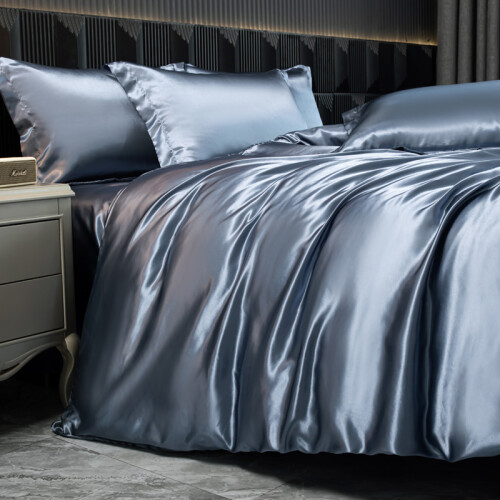 Luxury Silk 4-Piece Bedding Set with Printed Dyeing1.5m bed sheet four piece set