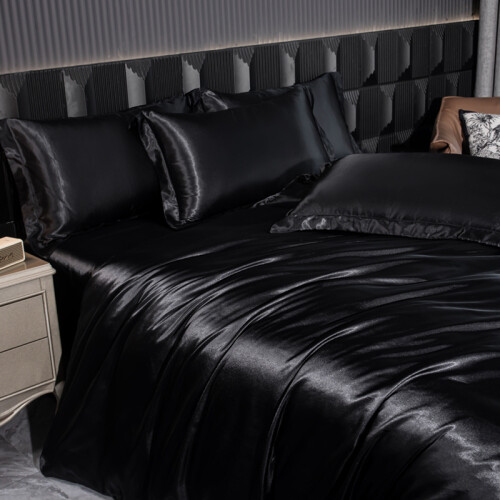 Luxury Silk 4-Piece Bedding Set with Printed Dyeing220x240cm single quilt cover