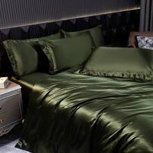 Luxury Silk 4-Piece Bedding Set with Printed Dyeing2.2m bed sheet four piece set