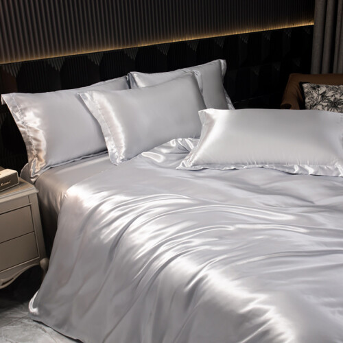 Luxury Silk 4-Piece Bedding Set with Printed Dyeing1.2m three-piece bed sheet set 1