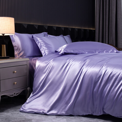 Luxury Silk 4-Piece Bedding Set with Printed Dyeing1.8m bed sheet four piece set