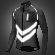 Men Cycle Jacket Windproof Reflective Long Sleeve Biking Jersey Bike Jacket for Riding Running Jogging