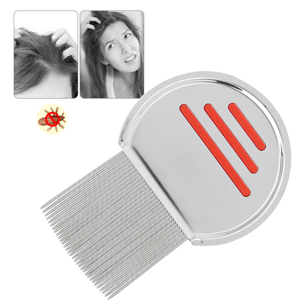 Professional Stainless Steel Lice Nits Treatment Comb Portable Louse Removal CombRed