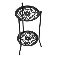 2‑Tier Metal Plant Stand Flower Pot Holder Display Shelf Rack Home Decoration Garden AccessoriesBlack