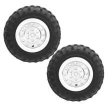 55mm/2.2in RC Truck Tires with Screw Aluminium Alloy Rubber AntiSkid for WPL D12 1/10(Silver S )