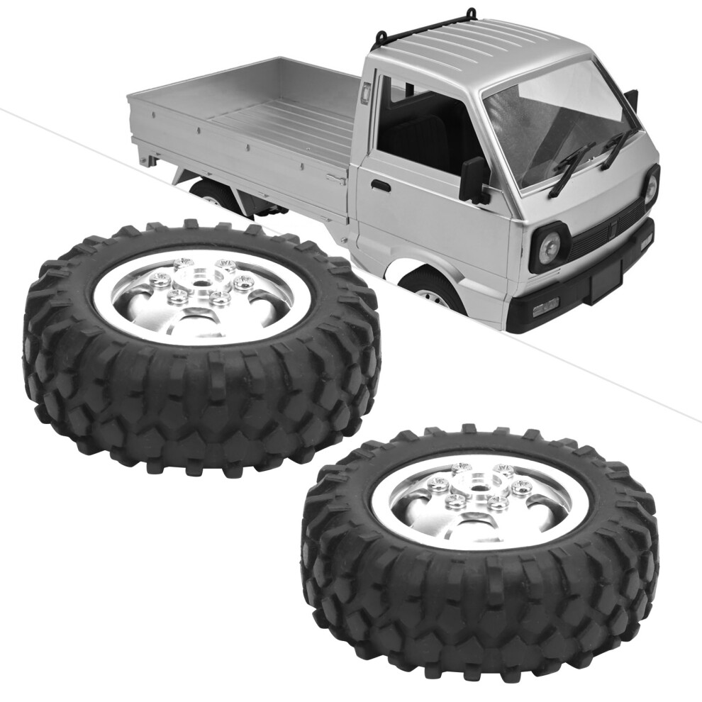 2Pcs Truck Wheel Rubber Tire 55Mm Dia Aluminium Alloy Fit For Wpl D12 1/10 Rc Carsilver 6921323144438