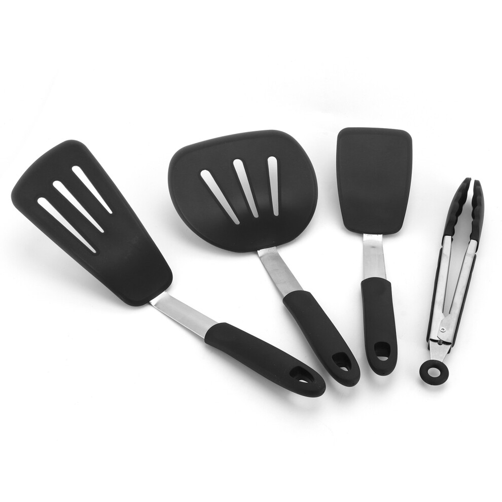 4Pcs/Set Kitchenware Kit Innovative Kitchen Silicone Spatula Slotted Turner Food Tongs-image-OPC-PHW5C9B-NEW