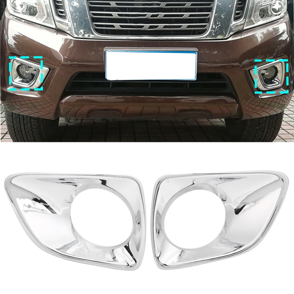 2Pcs Front Fog Lamp Cover Trim Chrome Plating Fog Decor Fit For Nissan Navara Np300 Frontier 2015Â2019 Light 5091323156784