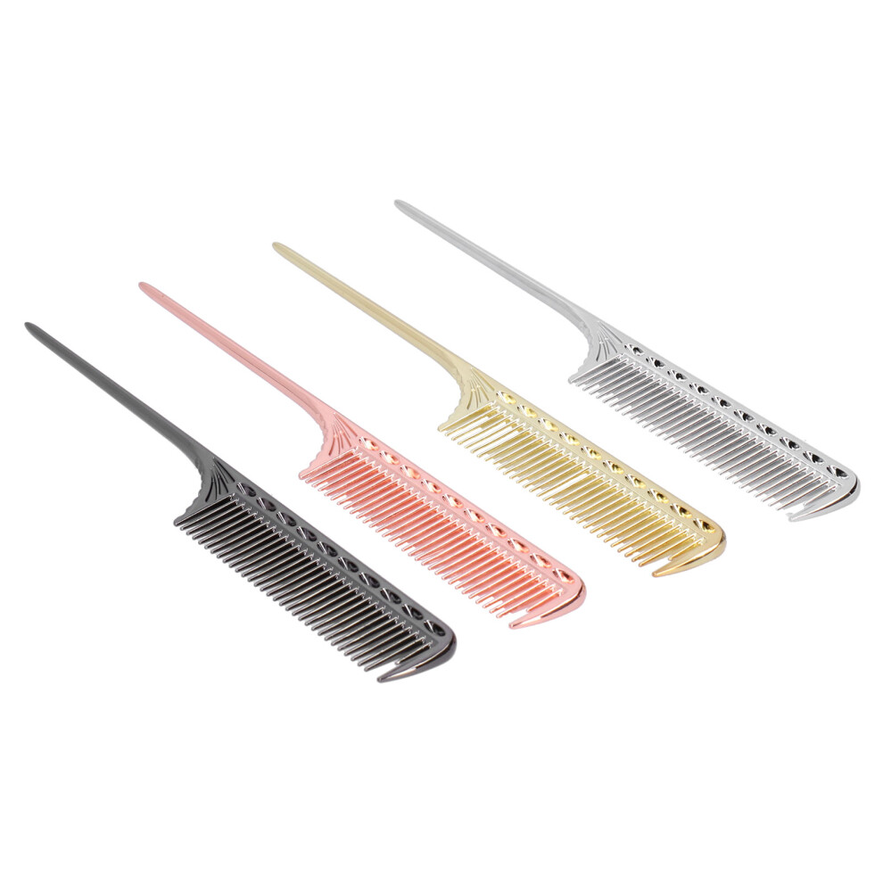 Unisex Professional Finetooth Tail Comb Portable Aluminum Hairdressing Salon Hair Care Styling Tools