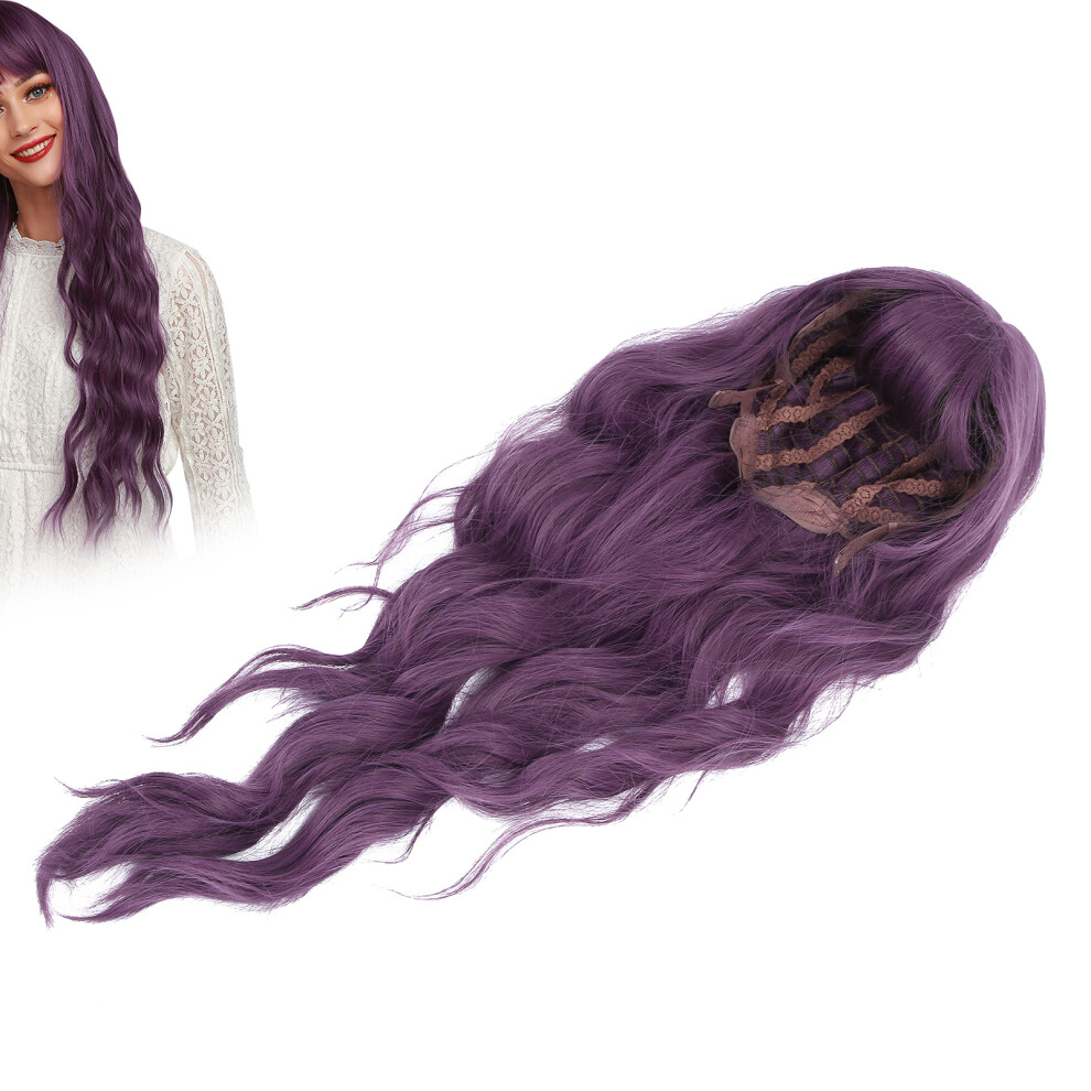Unisex Purple Lady Wig Adjustable Fashionable Women Hairpiece Long Wavy Cosplay Fake Hair 66Cm