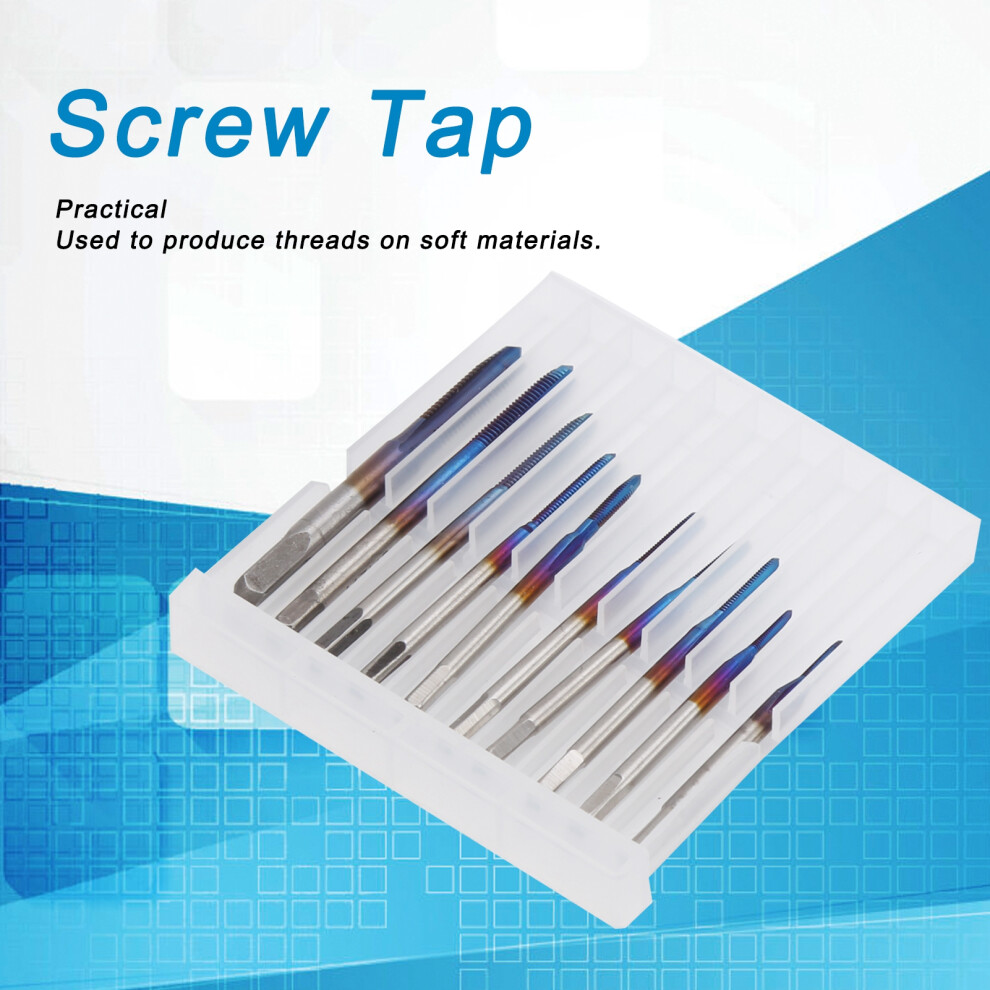 10Pcs Screw Tap Set Straight Flute Machine Tap M1 M1.2 M1.4 M1.6 M1.7 M1.8 M2 M2.5 M3 M3.5 4621323168756