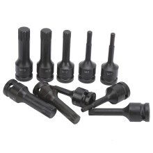 10Pcs Square Socket Set 1/2in Drive Screwdriver Bit CRMO Impact M5M18 Tool 78mm Length W/Storage Box