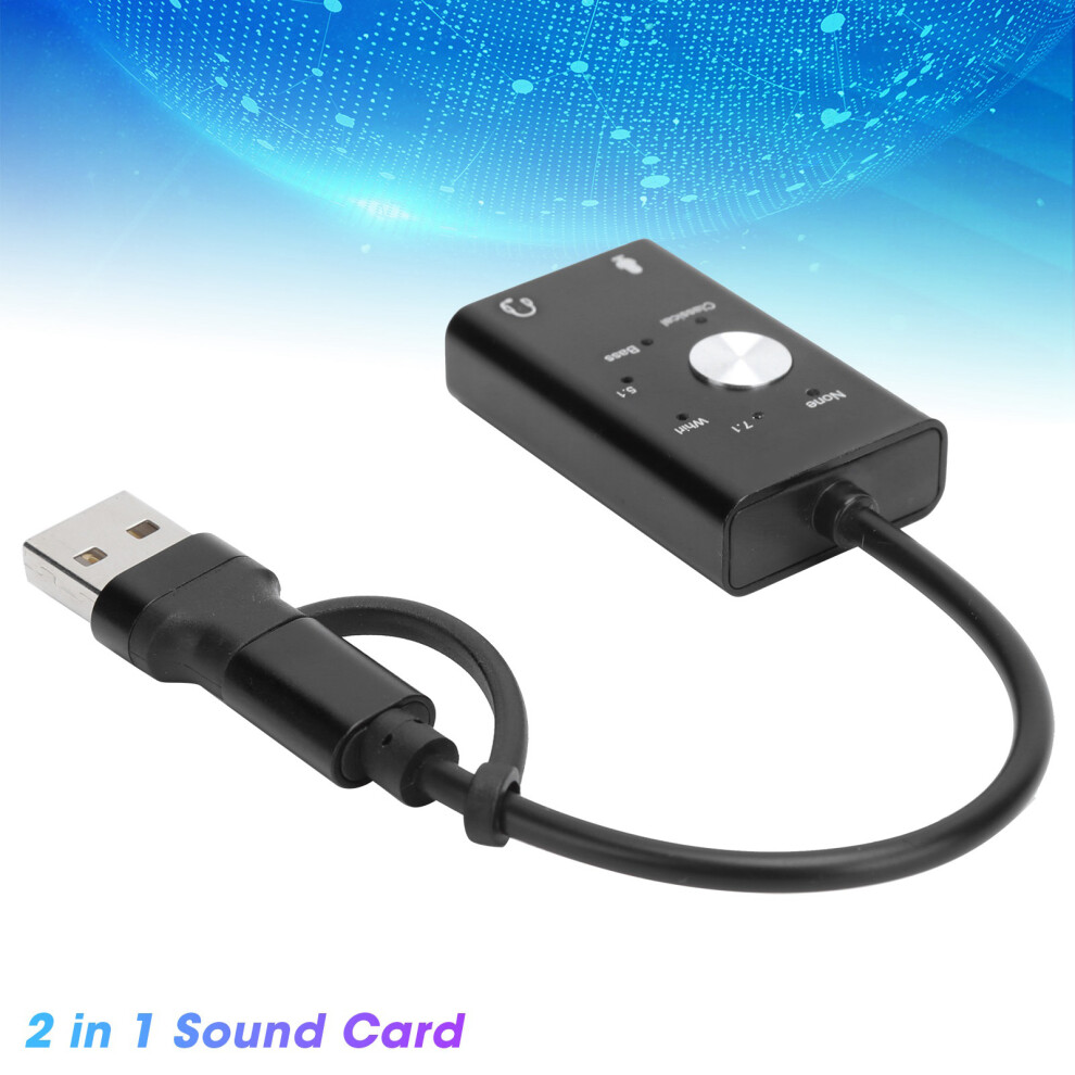 Typec To Audio Sound Card 7.1 Channel Laptop External 2 In 1 Sound Card Usb Audio Adapter 3181323178588