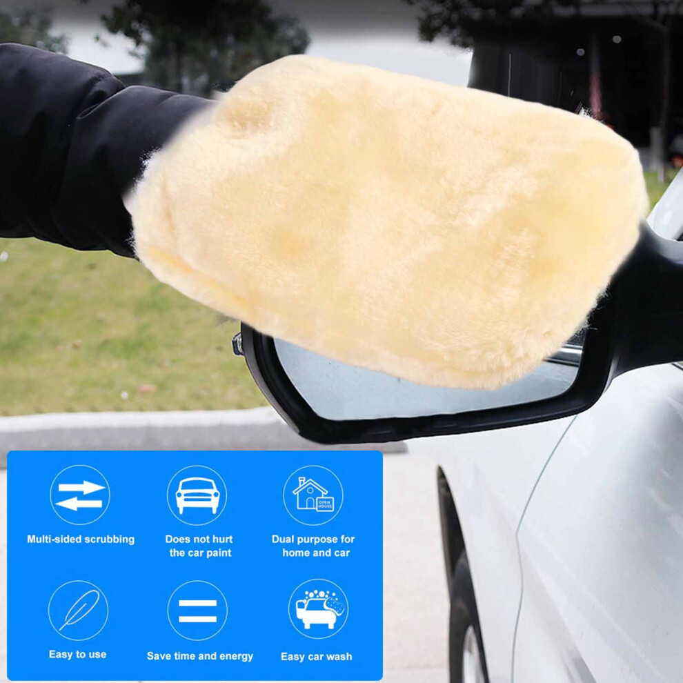 1 Pcs Double Side Polishing Mitts Reusable Buffing Car Cleaning Wash Glove Plush Car Care Cleaning Mitts Motorcycle Washer 9361323179851
