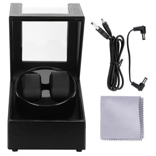 Automatic Watch Winder Box for Mechanical Watch USB Plugin Display Case Leather Style 1