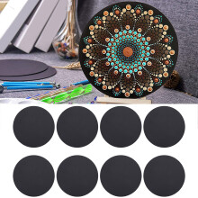 8Pcs Thicken Cardboard Hand Painted Round Black Craft Paperboard Education Office Supplies