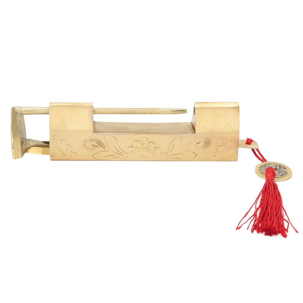 Brass Lock With Key 6.5Cm Antique Chinese Style Carved Padlock For Jewelry Box Cabinet 7611323186727