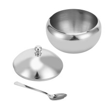 Seasoning Box 304 Stainless Steel Sugar Salt Bowl Container Household Supplies with Lid SpoonL