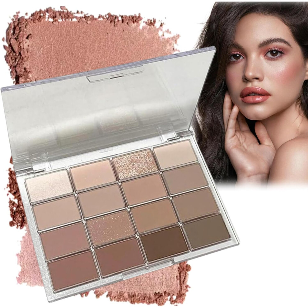 16 Colours Brown Grey Nude Eye Shadows Palette,Nude Eyeshadow Palette,Long Lasting Highly Pigmented Shimmer Matte Eyeshadow-image-OPC-PHW5H2G-NEW