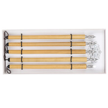 5Pcs Dip Pen Handcrafted Manga Calligraphy Vintage Bamboo Drawing Painting Kit School SuppliesNo.1‑5 Nib