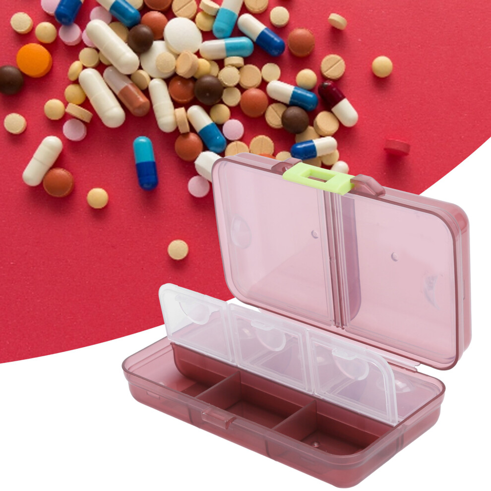 Red Portable Pill Organizer Medicine Storage Case Container 8 Compartments W/Sealing Coverwine
