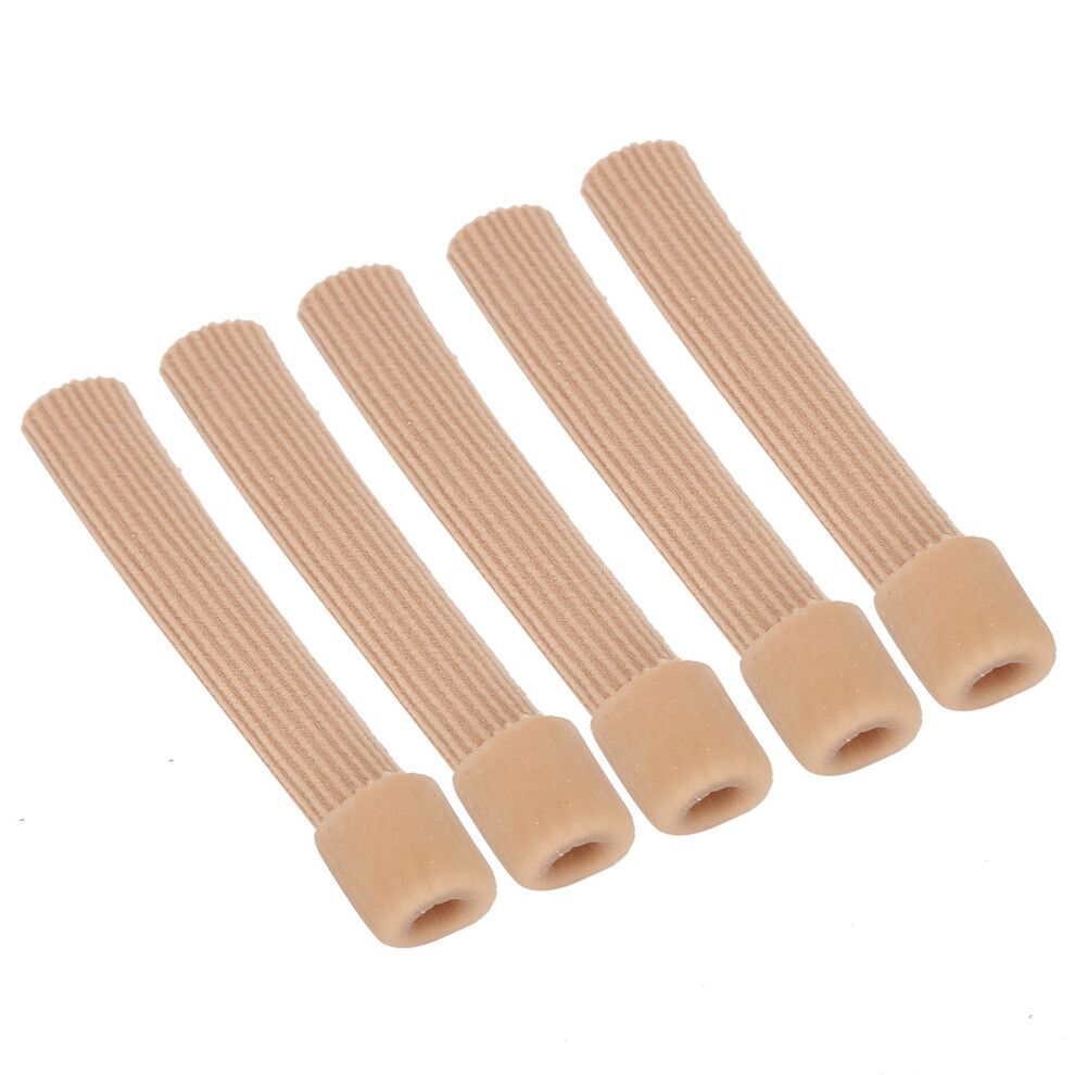 5pcs Finger Toe Tube Toe Sleeve Separator Pedicure Corn PU Gel Elastic Fabric Toe Protector TubeS (15 x 2cm / 5.9 x 0.8in)