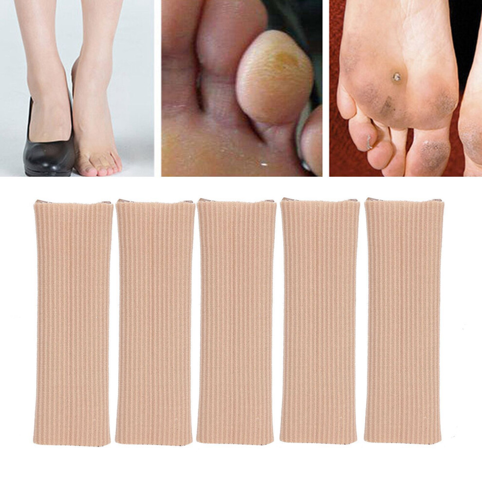 5pcs Finger Toe Tube Toe Sleeve Separator Pedicure Corn PU Gel Elastic Fabric Toe Protector TubeL (10 x 3cm / 3.9 x 1.2in)