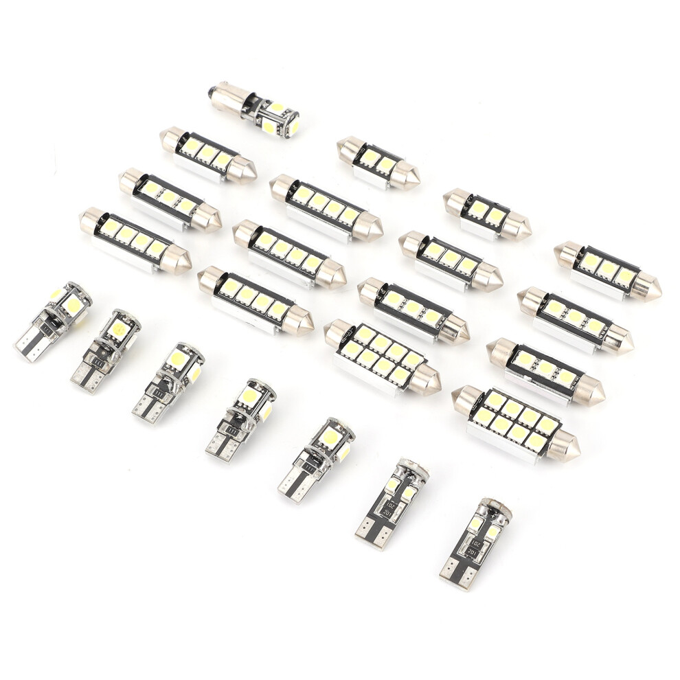 23Pcs Car Led Bulbs T10 5W 5050 Chip Low Consumption For License Plate Door Interior Lamp Light/White 8741323192455