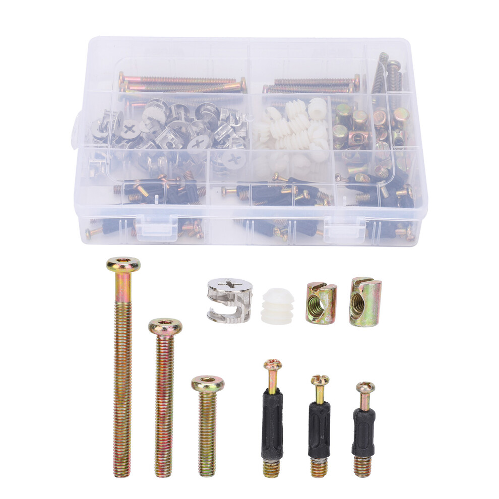 125Pcs Furniture Hardware Screw Preinserted Nut Eccentric Wheel 3In1 Connecting Kit Tools 4951323193145