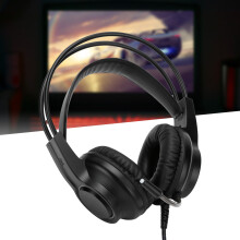 Wired Mic Headphones Gaming Headset HeadMounted Earphone Desktop Supplies 7.1 Single USB H200(Black )