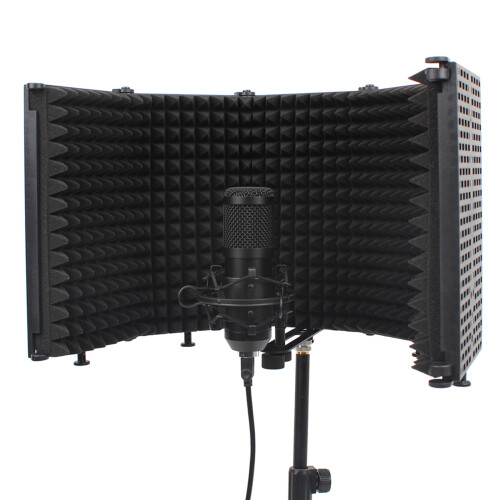 Microphone Isolation Shield 5-Panel Wind Screen for Recording Studio Foldable High-Density Absorbing Sponge 1