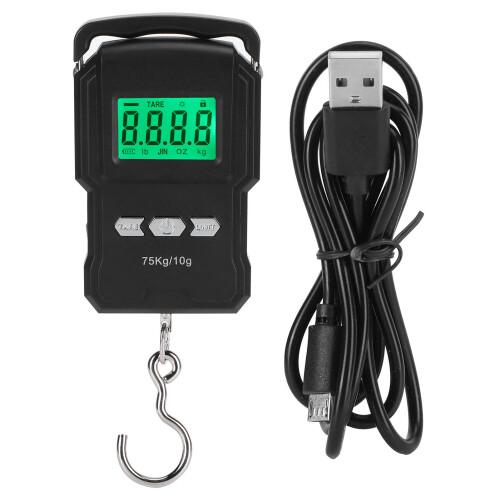 Portable Digital Scale Digital Display Hanging Hook Electronic Scale with Measuring Tape 75kg 1