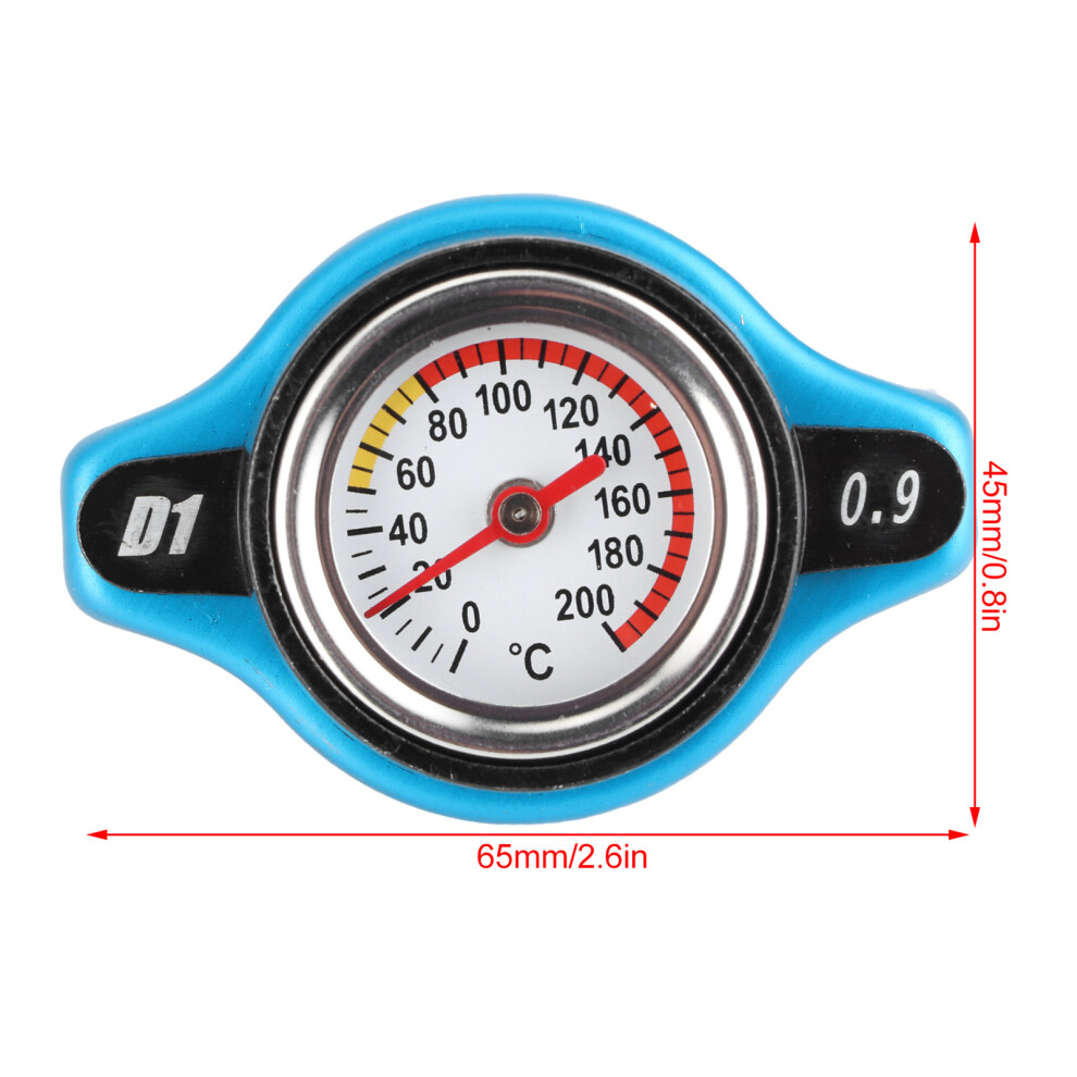 Universal Thermostatic Radiator Cap Water Tank Cover Leakproof W/Temperature Gaugesmall Head 0.9Bar 7891323201365