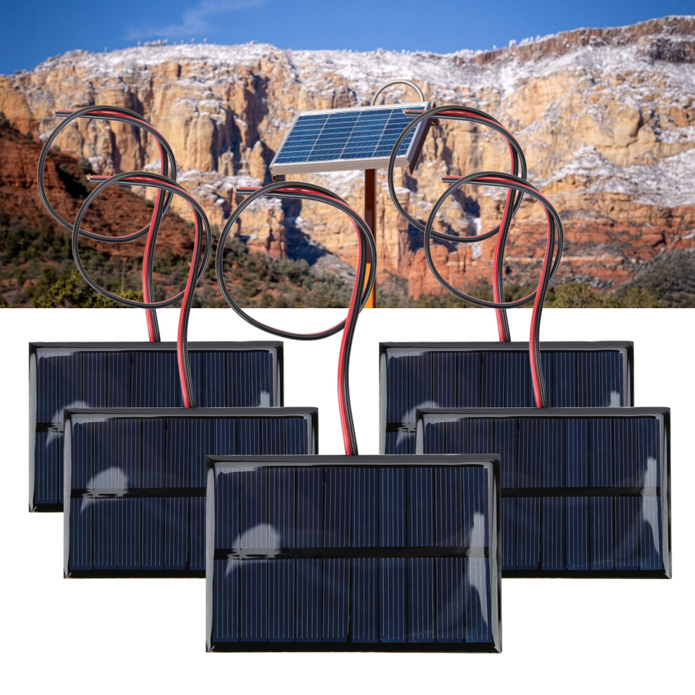 5Pcs Dc5v 150Ma 5Pcs Solar Panel Module With 30Cm/11.8In Wire Weather Resisitant Charging 8021323202690