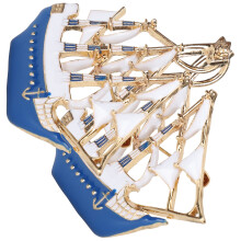 2Pcs Sailboat Shape Unisex Brooches Collar Clips Cartoon Badge Lapel Backpack AccessoriesBlue