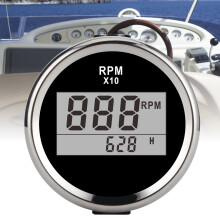 0-9990 U/min Wasserdichter Tacho 52 mm LCD-Anzeige 9-32V