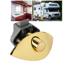 Drawer Button Lock Cabinet Door Push Locking for Marine Boad RV 12‑25mm Wooden Cabinet DoorGold