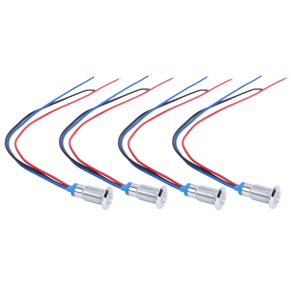 4 Sets PreWired Round LEDs Waterproof 2Color Signal Light Common Anode 8mm 36V(Red and Blue )-image-OPC-PHW5MJX-NEW