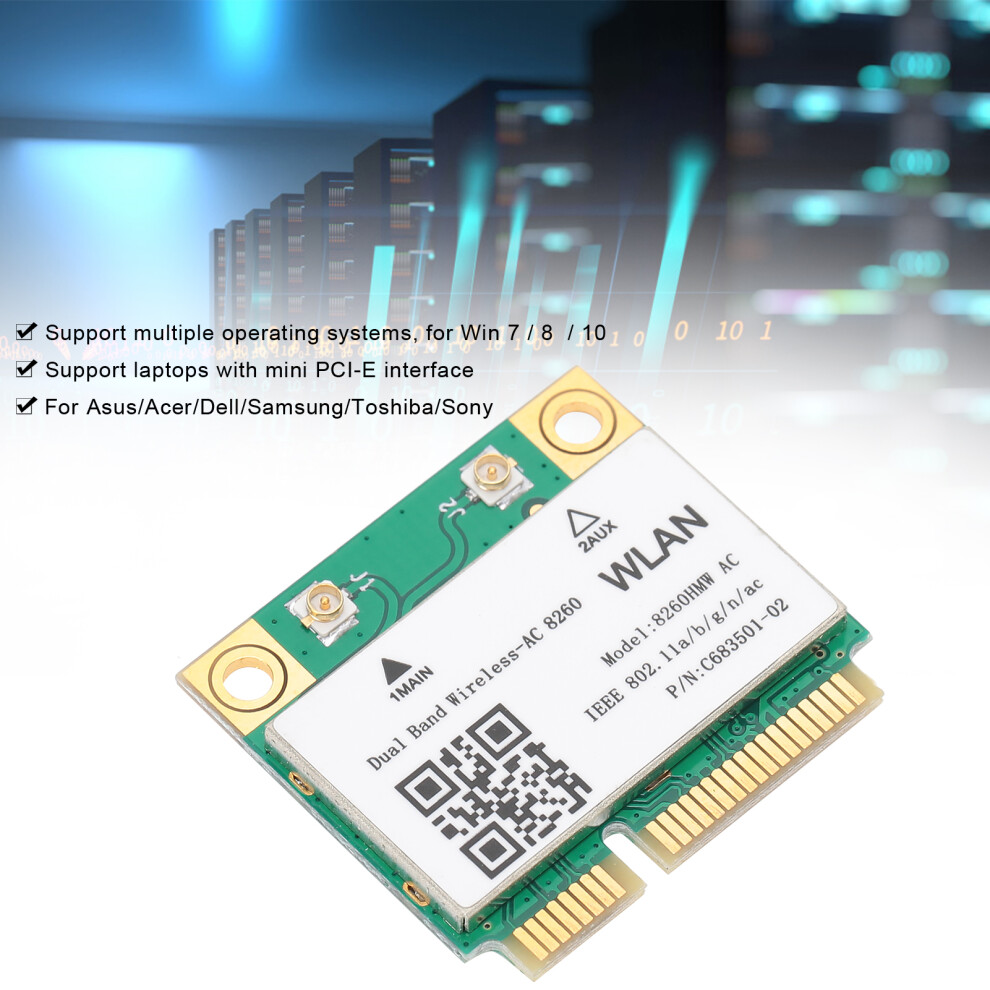 Wireless Network Card Gigabit Dualband 2.4G/5G Bluetooth4.1 Mini Pcie 802.11Ac 867Mbps 8260Hmw 8781323220574