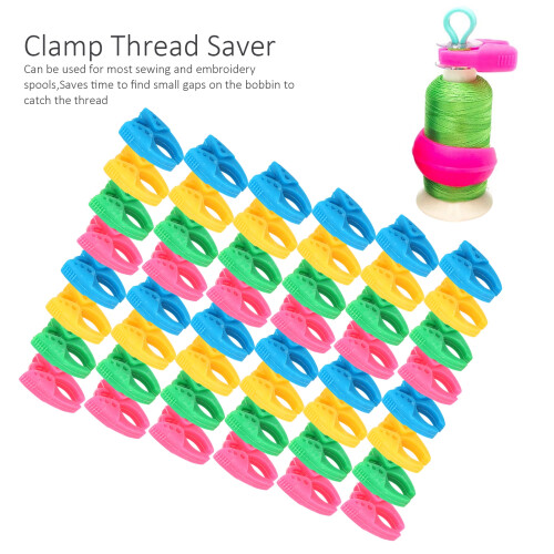 48Pcs Clamp Thread Saver Organizing Silicone Bobbin Clip Spool Sewing Accessories 2