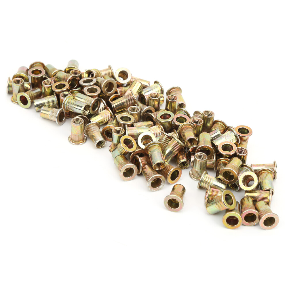 100Pcs Rivet Nut Color Zinc Plated Flat Head Threaded Nutsert Kit Hardware Accessoriesm5 7651323223688