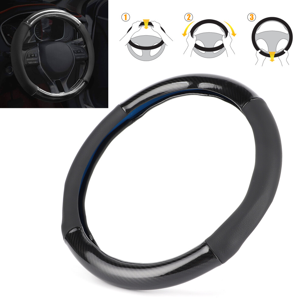 15In Steering Wheel Cover Artificial Leather Water Transfer Printing Carbon Fiber Cover Universal 7651323224616