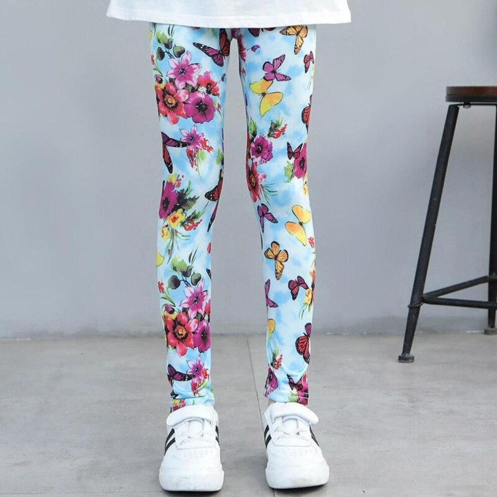 (grey, 120) Spring And Summer Girls New Trousers Floral Print Leggings-image-OPC-PHW5NBG-NEW