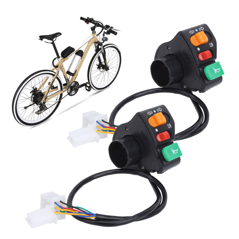 2Pcs Electric Bicycles Scooters Universal 3ÂInâ1 Lights Turn Signals And Horn Switches 9311323230861