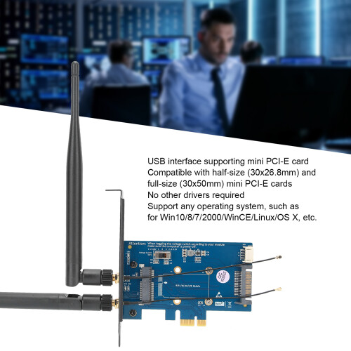 Dualband-WiFi-PCI-Express-Adapter mit SIM-Kartenhalter, Mini PCI-E auf PCI-E 1X 2