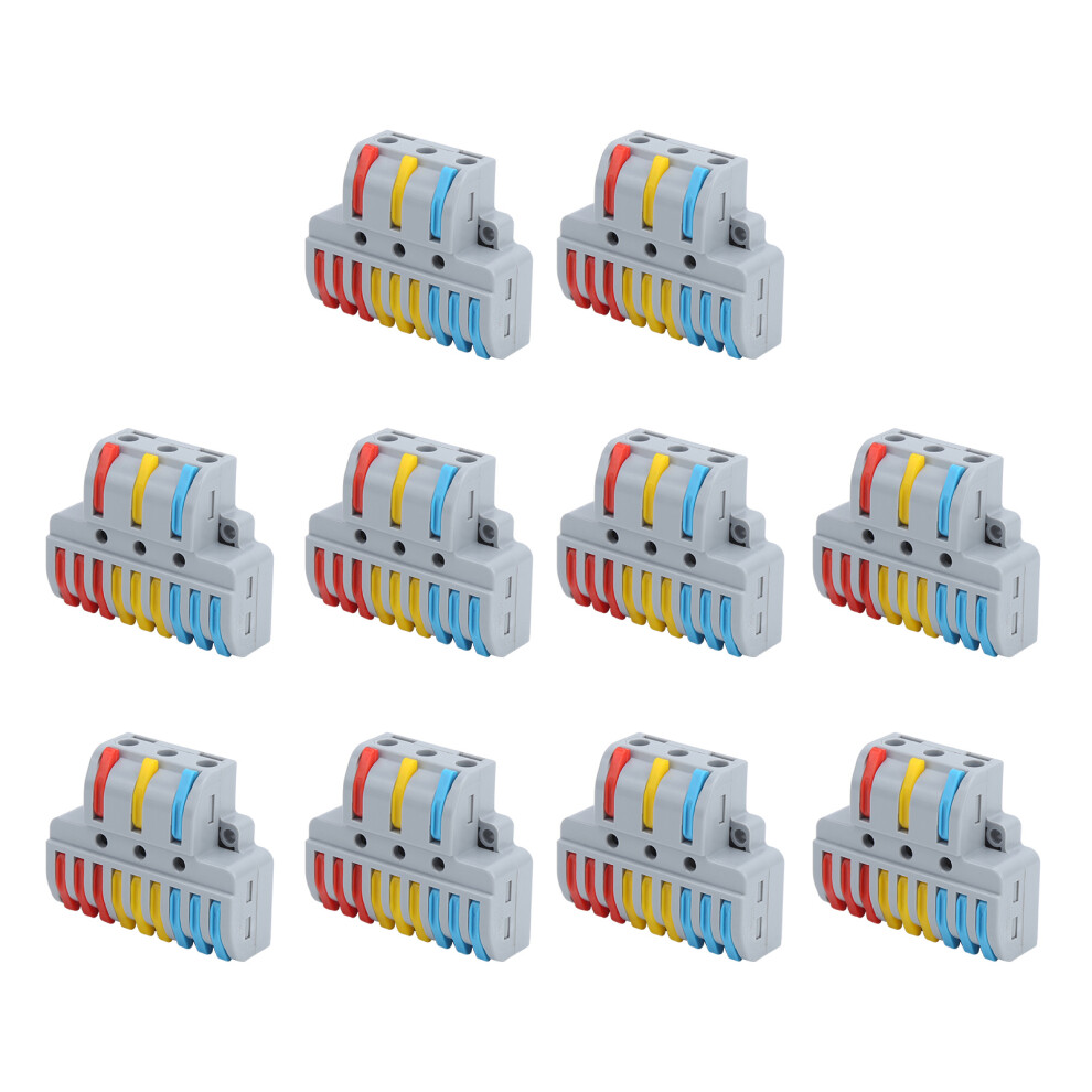 10Pcs Wire Block Clamp Terminal 3ÂInâ9ÂOut Quick Wiring Electrical Connectors Ltâ933 8461323241228