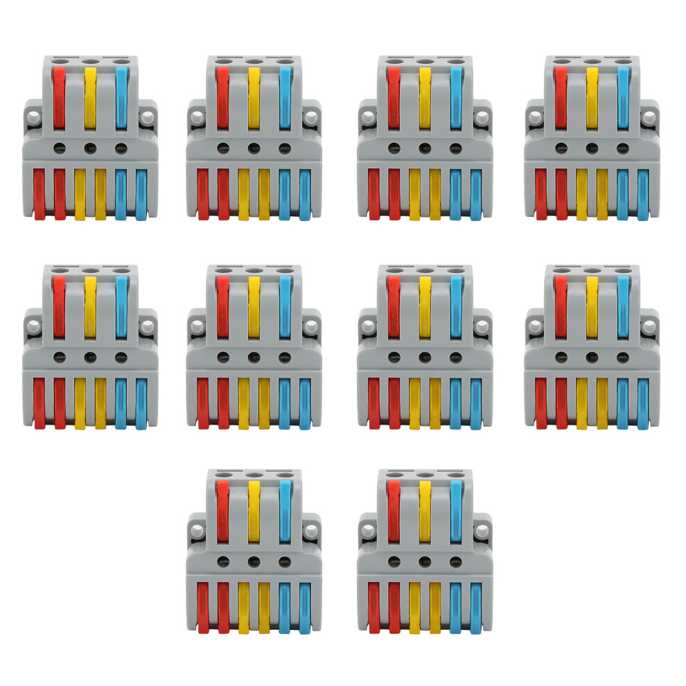 10Pcs Wire Block Clamp Terminal 3ÂInâ6ÂOut Color Quick Wiring Electrical Connectors Ltâ633 8421323241284