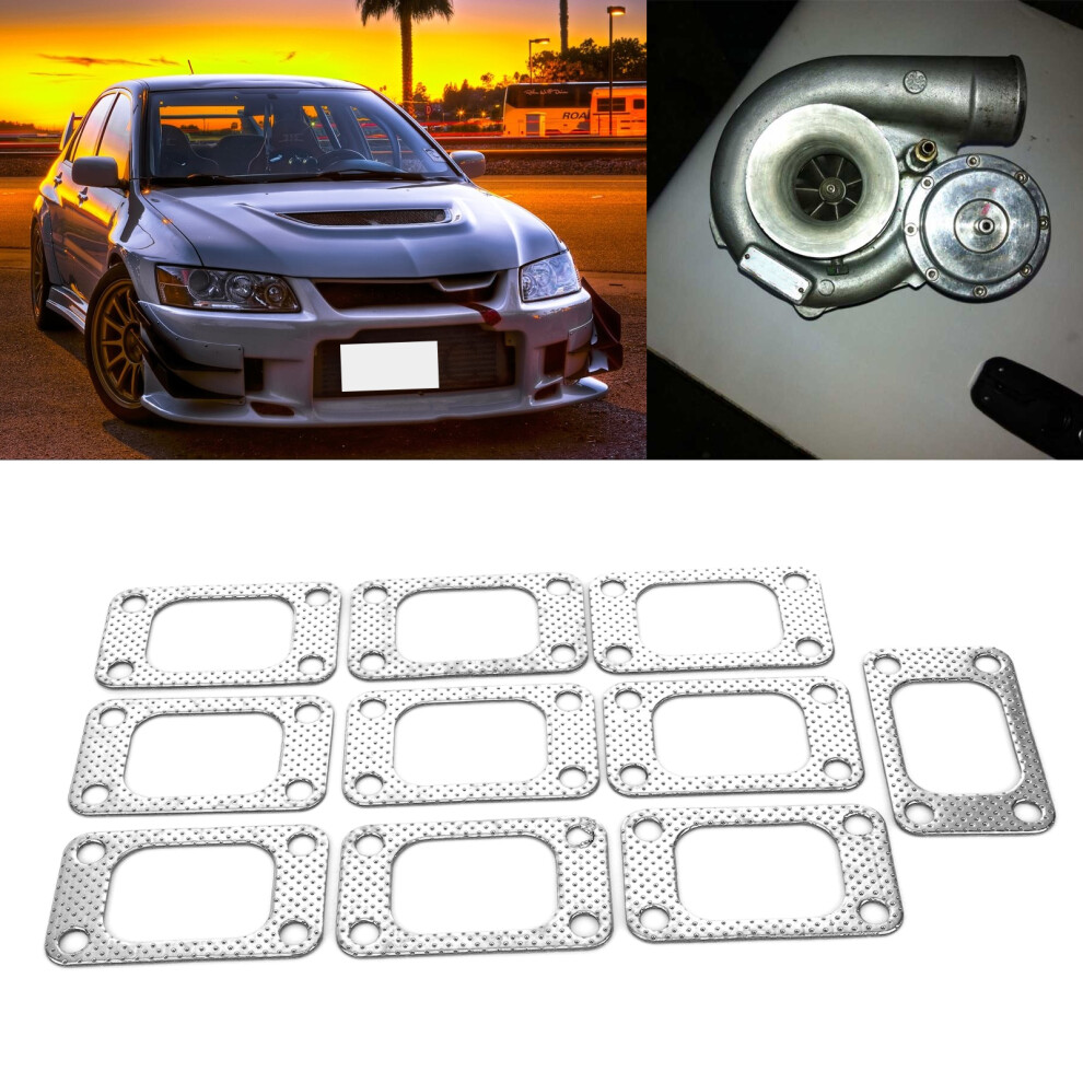10Pcs T3 Flange Turbo Gasket Set Graphite Aluminum Fit For T34 T35 T38 Gt35 Turbo Silver 5001323240819