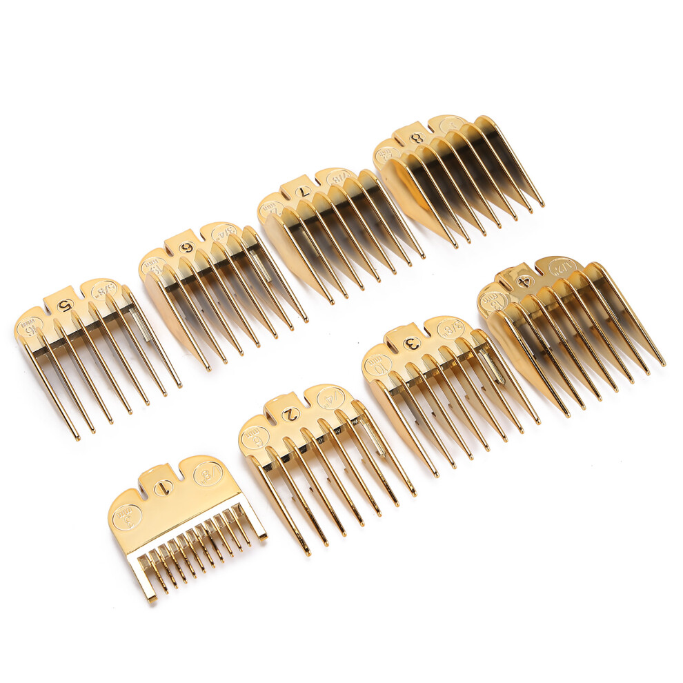 Gold 8Pcs Haircut Limit Comb Positioning Comb Replacement Guide Comb Set For Hair Clipper